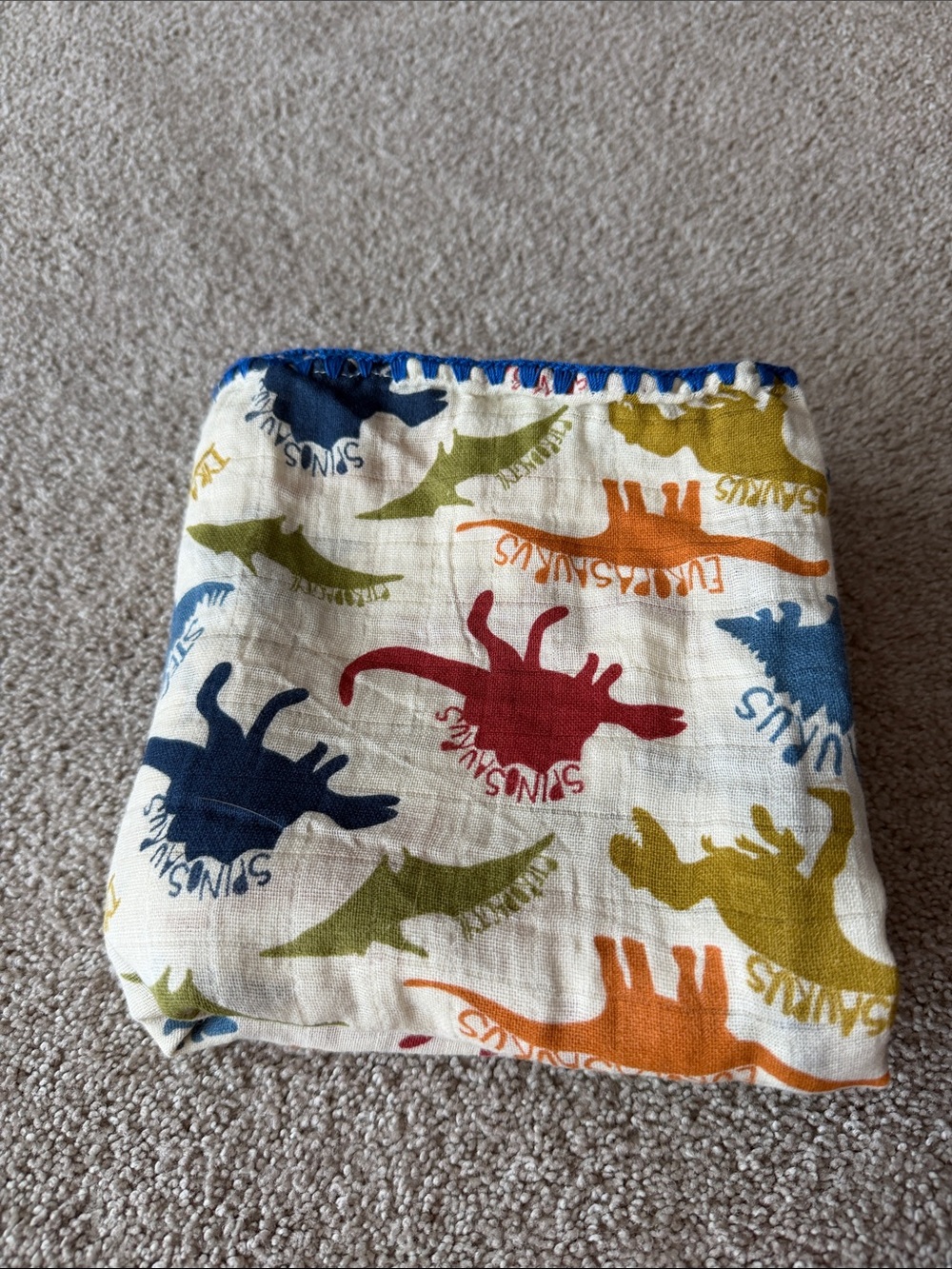 MUDPIE 100 percent cotton dinosaur baby blanket